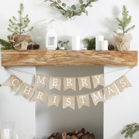 Džiuto audinio „Merry Christmas“ vėliavėlių girlianda