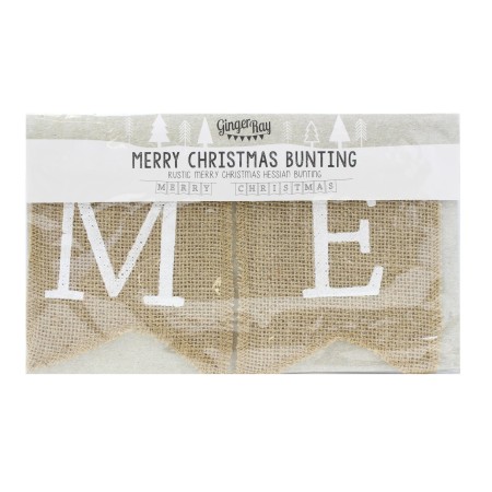 Džiuto audinio „Merry Christmas“ vėliavėlių girlianda Džiuto audinio „Merry Christmas“ vėliavėlių girlianda